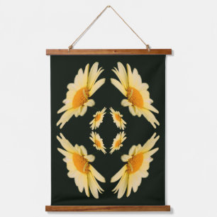 Yellow Daisy Flower Close Up Abstract Hanging Tapestry