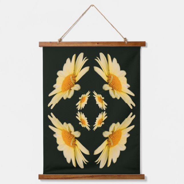 Yellow Daisy Flower Close Up Abstract Hanging Tapestry (Front)