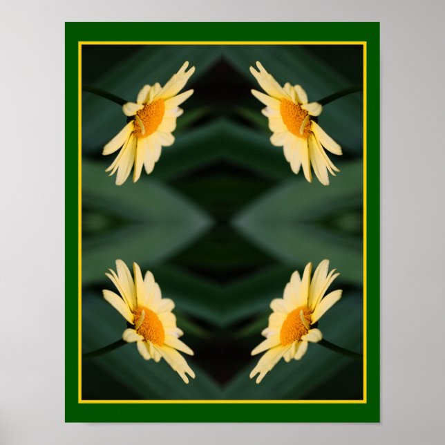 Yellow Daisy Flower Close Up Abstract Poster (Front)