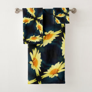 Yellow Daisy Flower Close Up Pattern  Bath Towel Set