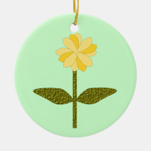 Yellow Daisy Flower Custom Birthday Ceramic Ornament