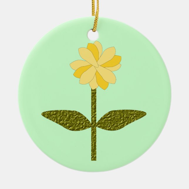 Yellow Daisy Flower Custom Birthday Ceramic Ornament (Front)