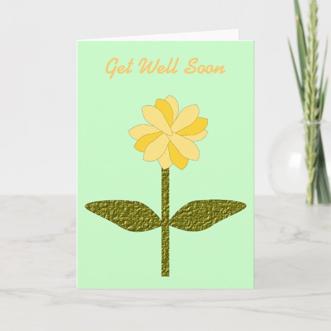 Yellow Daisy Flower Custom Get Well Card (Front)