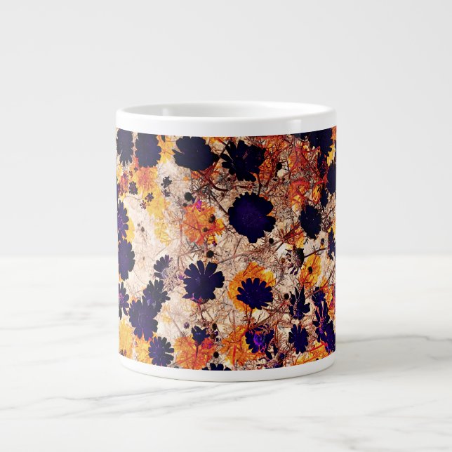Yellow daisy flower floral pattern digital art large coffee mug (Front)