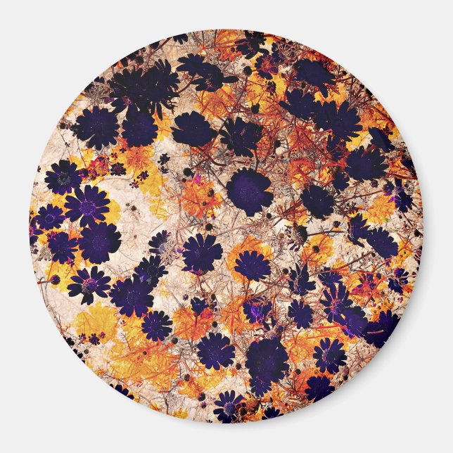 Yellow daisy flower floral pattern digital art magnet (Front)