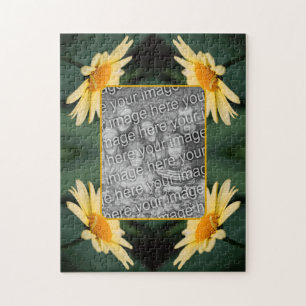 Yellow Daisy Flower Frame Add Your Photo Jigsaw Puzzle