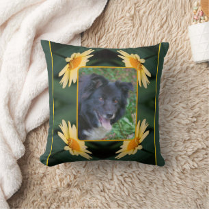 Yellow Daisy Flower Frame Create Your Own Photo Throw Pillow