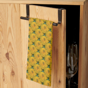 Yellow Daisy Flower Nature Pattern Kitchen Towel