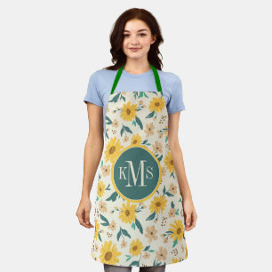 Yellow Daisy Flower Pattern Apron