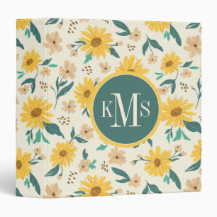 Yellow Daisy Flower Pattern Binder