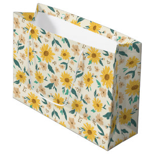 Yellow Daisy Flower Pattern Large Gift Bag