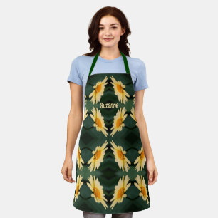 Yellow Daisy Flower Pattern Personalized Apron