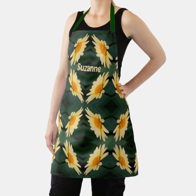 Yellow Daisy Flower Pattern Personalized    Apron (Insitu)