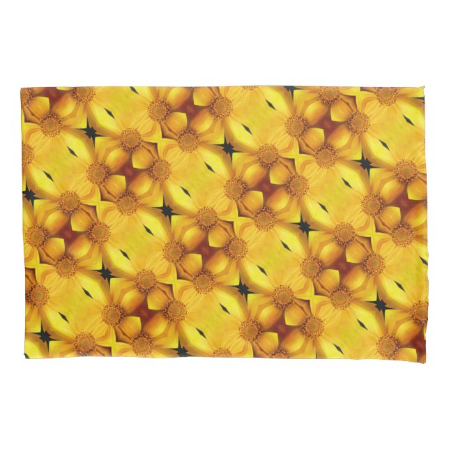 Yellow Daisy Flower Petals And Centre Pattern Pillowcase (Front)