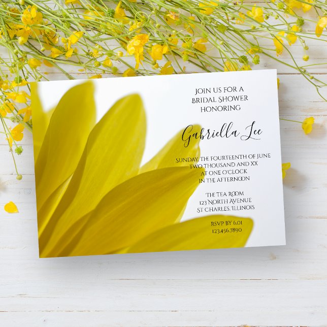 Yellow Daisy Flower Petals Bridal Shower Invitation (Creator Uploaded)