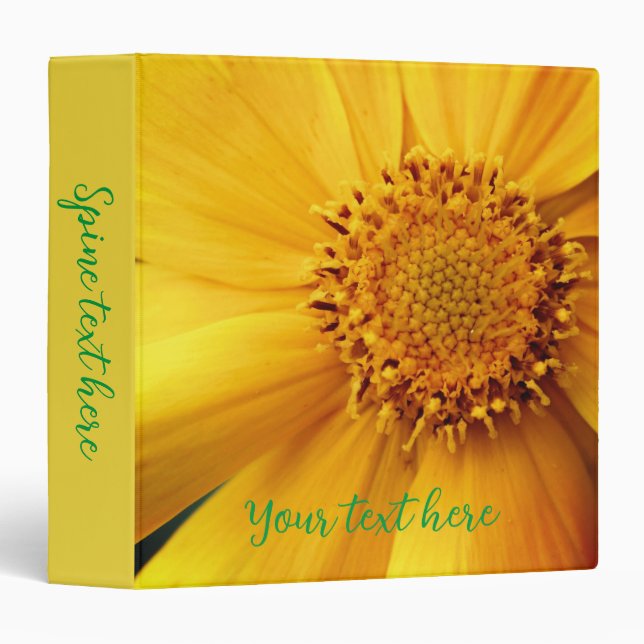 Yellow Daisy Flower Petals Personalized Binder (Front/Spine)