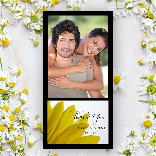 Yellow Daisy Flower Petals Wedding Thank You (Creator Uploaded)