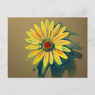 Yellow daisy flower postcard