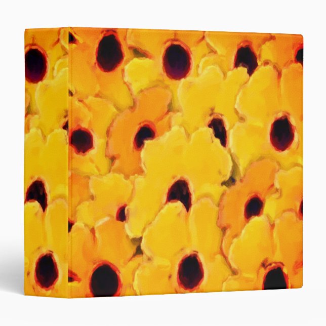 Yellow Daisy Flowers Abstract Art Binder (Front/Spine)