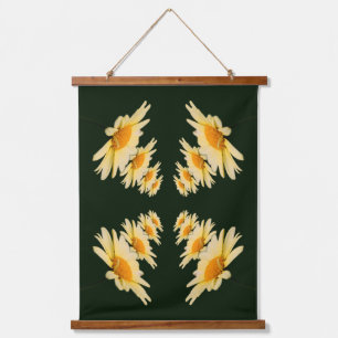 Yellow Daisy Flowers Abstract Hanging Tapestry