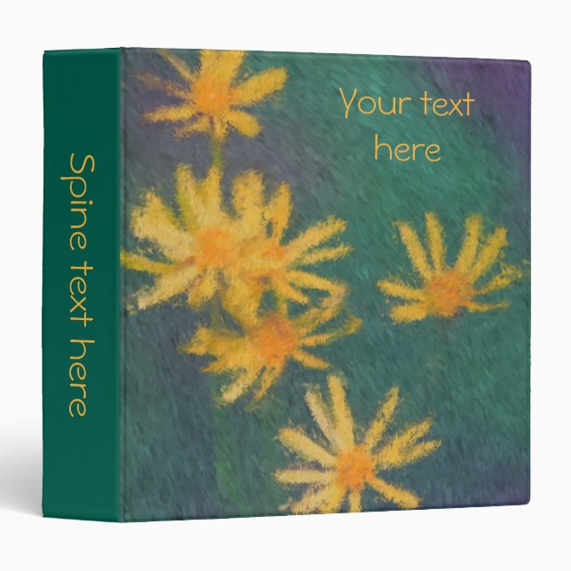 Yellow Daisy Flowers Art Personalized Binder (Front/Spine)