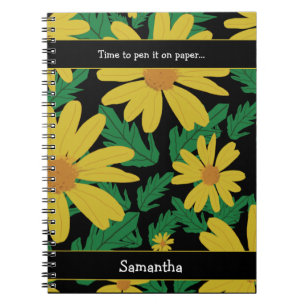 Yellow daisy flowers with green leaves  notebook