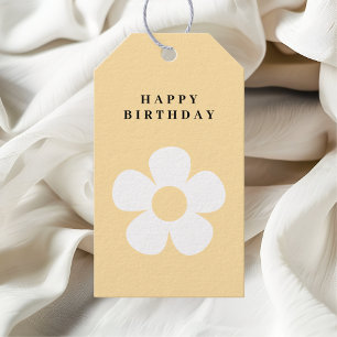 Yellow Daisy Happy Birthday Floral Party Gift Tags