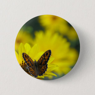 Yellow Daisy Helenium Badge 2 Inch Round Button