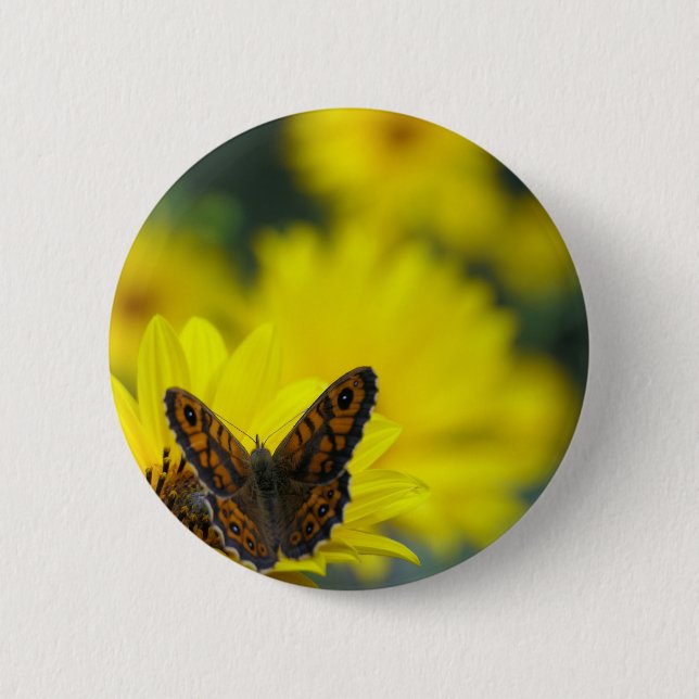 Yellow Daisy Helenium Badge 2 Inch Round Button (Front)