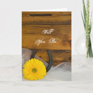 Yellow Daisy Horseshoe Will You Be My Bridesmaid Invitation