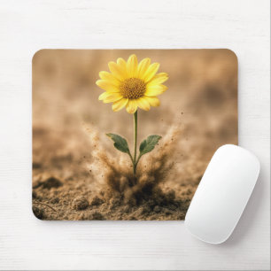 Yellow Daisy in Dirt Explosion Mouse Pad
