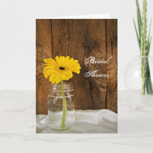 Yellow Daisy in Mason Jar Country Bridal Shower Invitation