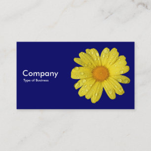 Yellow Daisy in the Rain - Deep Navy Business Card