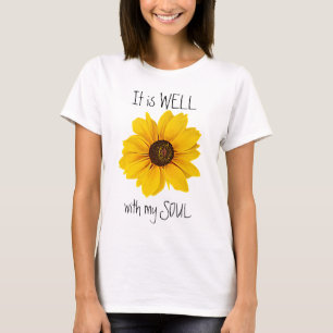 Yellow Daisy It Is Well With My Soul Inspirational T-Shirt