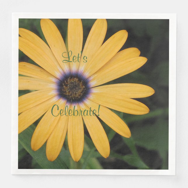 Yellow Daisy Let's Celebrate Napkin (Front)