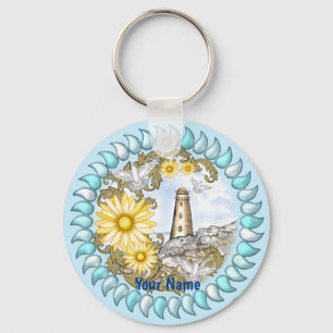 Yellow Daisy Lighthouse  Keychain