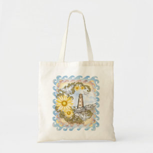 Yellow Daisy Lighthouse Tote Bag