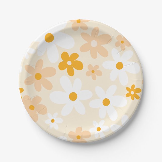Yellow Daisy Party  Paper Plate (Front)