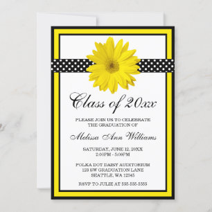 Yellow Daisy Polka Dots Graduation Announcement