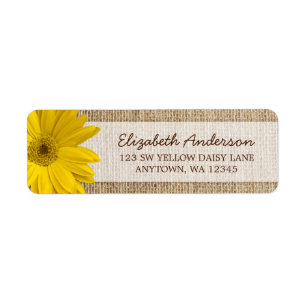 Yellow Daisy Rustic Burlap Address