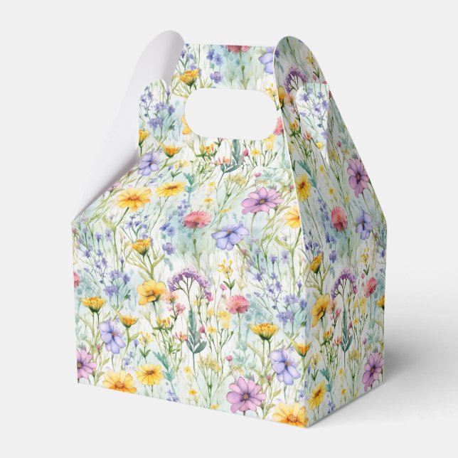 Yellow Daisy Wildflower Floral Pattern Favor Box (Front Side)