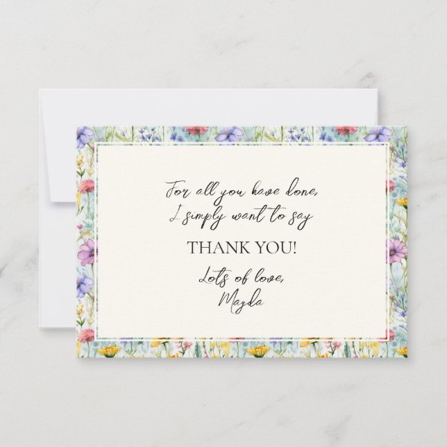 Yellow Daisy Wildflower Floral Pattern Thank You Card (Front)