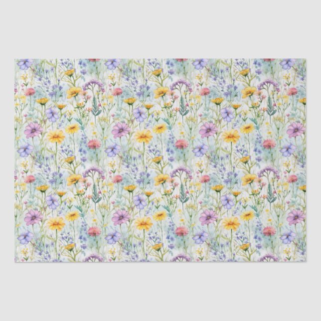 Yellow Daisy Wildflower Floral Pattern Tissue Paper (Front)