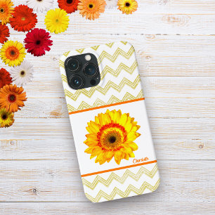 Yellow Daisy With Chevron Pattern iPhone 13 Pro Max Case
