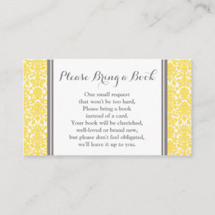 Yellow Damask Baby Shower Book Request Card