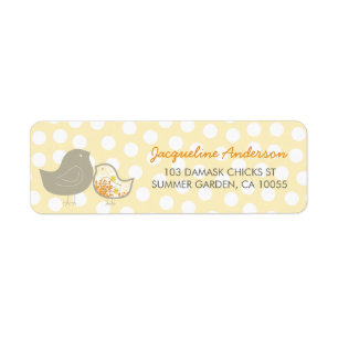 Yellow Damask Chicks Baby Shower Address Labels