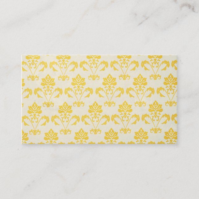 Yellow Damask Pattern Business Card (Front)