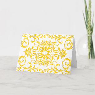 Yellow Damask Pattern with Customizable Background Card