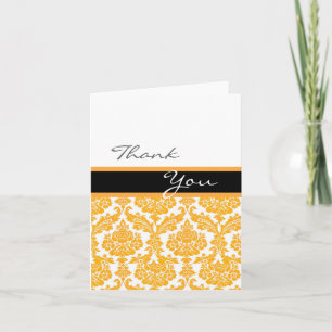 yellow damask thank you card