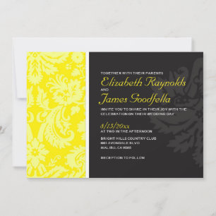 Yellow Damask Wedding Invitations